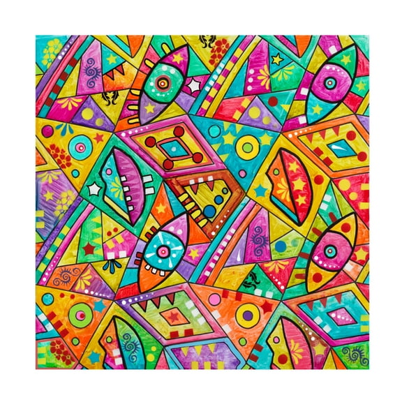 Canvas Wall Art - Dean Russo 'Geometry Eyes and Lips' Wall Art for Living Room, Bedroom, or Office Décor by Trademark Fine Art - 14 x 14 Inches