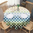 thumbnail image 3 of Colorful Gradient Checkerboard Checkered Pattern Round Tablecloth 60"x60",Wrinkle Wipeable Table Cloth for Kitchen Dining Room Picnic Patio Party, 3 of 6