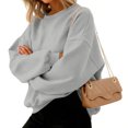 thumbnail image 5 of WULMLEO Womens Sweatshirt Long Sleeve Color Block Fleece Hoodies Fall Casual Crewneck Pullover Tunic Tops 2025 Light Gray 2XL, 5 of 6