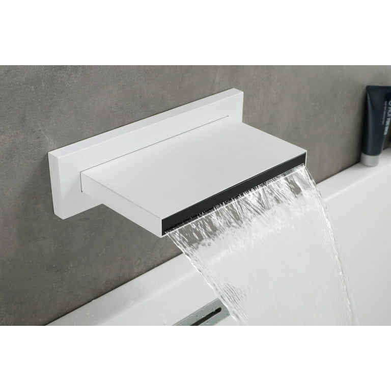 Brushed Nickel Waterfall Tub Spout - High Flow Brass Wall Mount Spout For Bathtub Or Vessel Sink, No Diverter