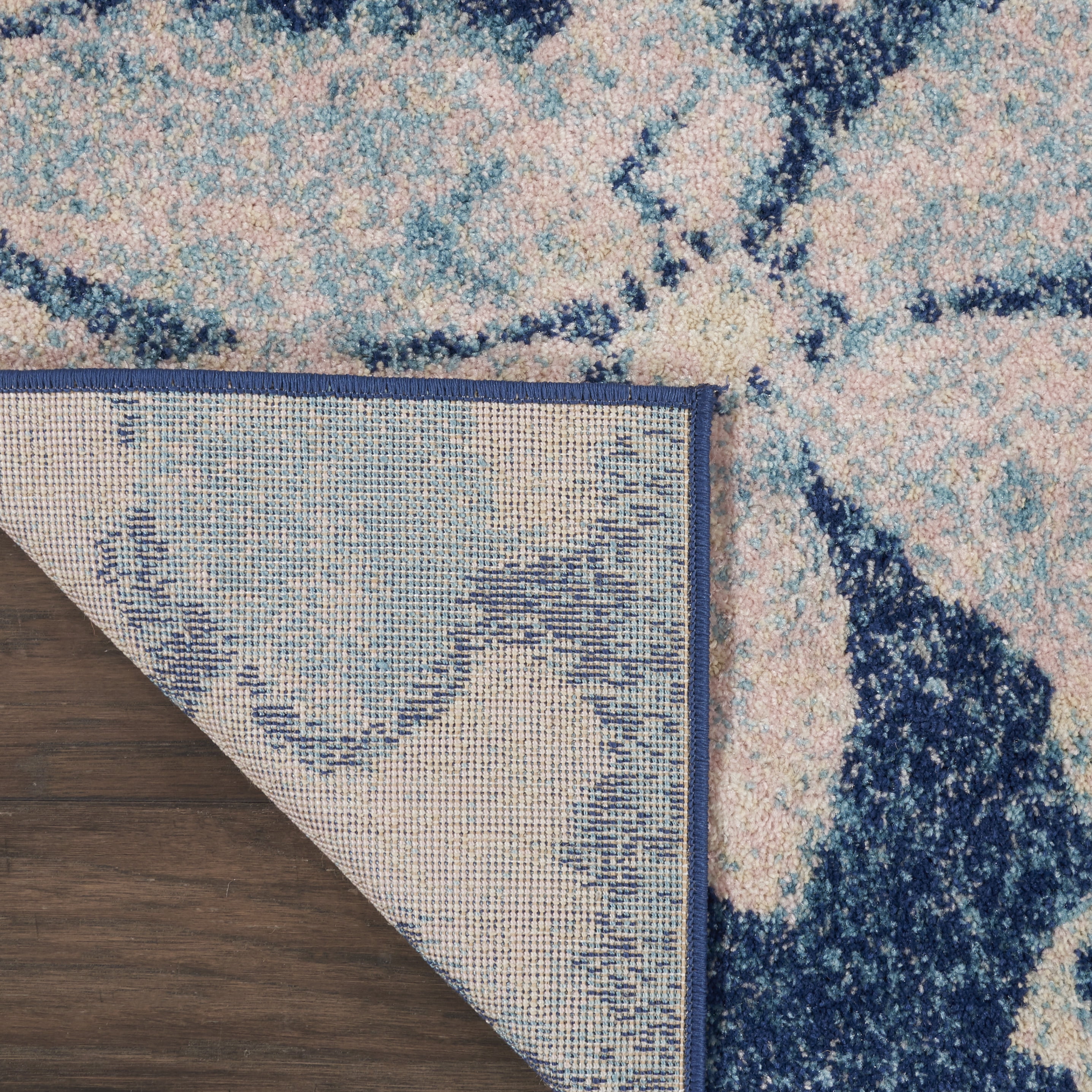 Serene Distressed Floral Navy/Pink 8' x 10' Area Rug, (8' x 10')