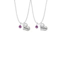 thumbnail image 2 of Delight Jewelry Crystal Purple Channel Drop Mother & Daughter Heart Necklaces (Set of 2), 19"+2", 2 of 4
