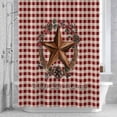 thumbnail image 3 of Farmhouse Country Shower Curtain for Bathroom Decor, Star Bless This Home Red Buffalo Plaid Waterproof Fabric Shower Curtain, 72"x78" Set with 12 Hooks, 3 of 9