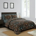 thumbnail image 5 of Sweet Jojo Designs Boho Floral Wildflower Orange Black Blue Queen Duvet Cover Bedding Set 3 Piece Set, 5 of 7