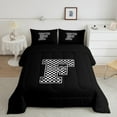 thumbnail image 2 of Feelyou Checkered Monogrammed F Queen Comforter Set, Cartoon Buffalo Geometric Bedding Sets, Teens Boys Girls Kids Reversible Bedding Comforter Set, Super Cozy Room Decor, 3 Pieces, 2 of 8