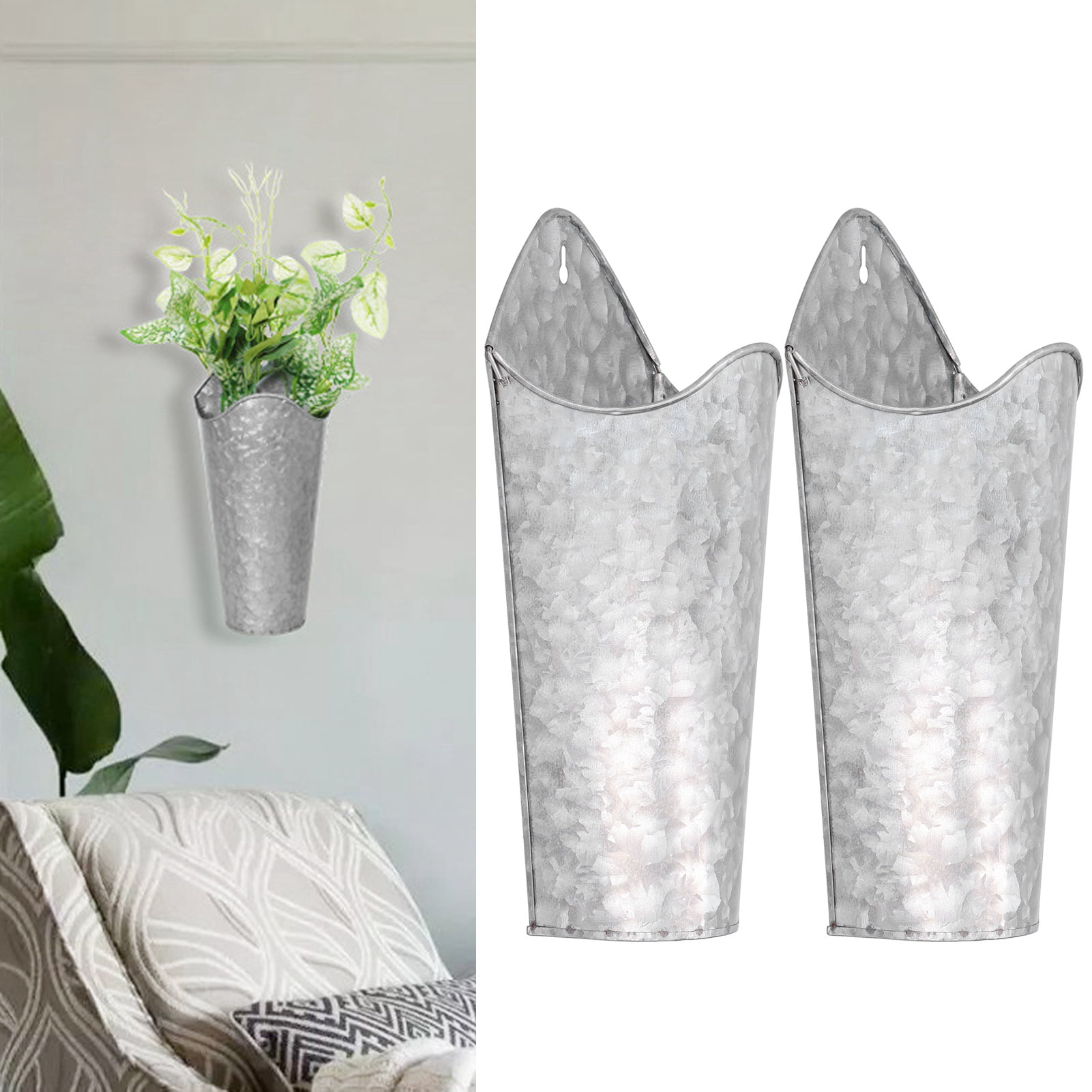 2 Pots De Fleurs Suspendus Demi-Cercle - Jardinières Murales En Plastique Avec Crochets, Style Tissé