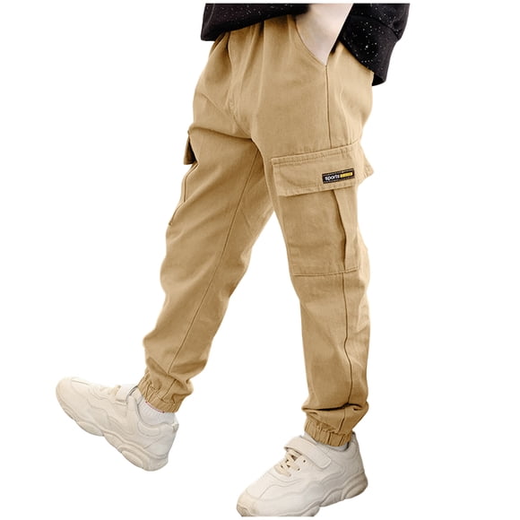 Wxirdiow Boys Cargo Pants Boys Jogger Pants Kids Summer Lightweight Casual Pants Athletic Outdoor Youth Hiking Pant Khaki Size,15-16 Years