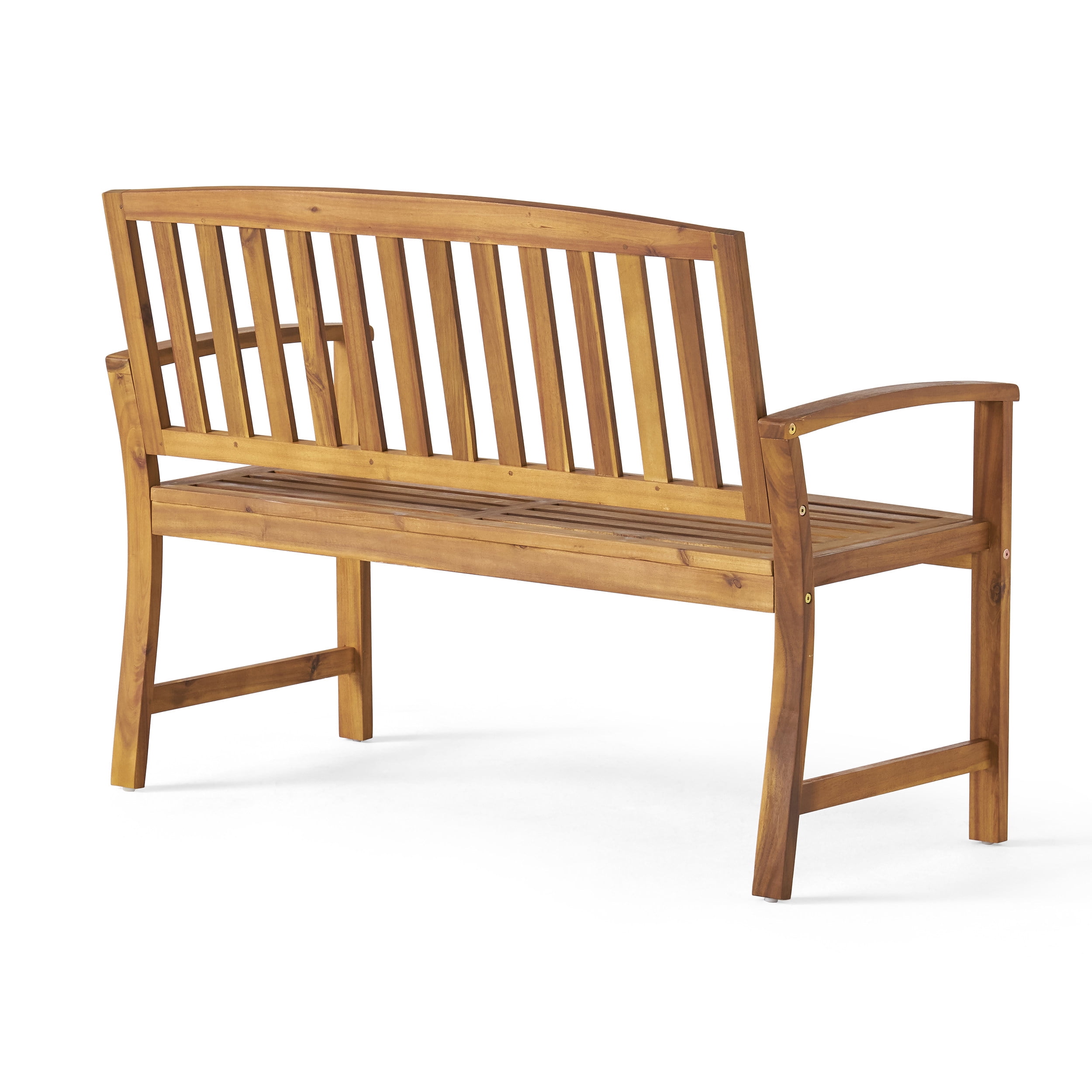 Outdoor Farmhouse Style Wood Leisure Bench, Retro Rest Seat for Patio Garden, Teak