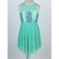 thumbnail image 3 of iiniim Kids Girls Sequins Lyrical Dance Skirt Sweetheart Criss-Cross Back Irregular Ballroom Dress Mint_Green 10, 3 of 7