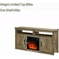 thumbnail image 3 of Fireplace TV Stand for TVs Up to 65'', Farmhouse Entertainment Center with 18" Electric Fireplace, Rustic Media Console with Barn Door, Storage Cabinets & Open Shelves for Living Room, Gray, 3 of 7