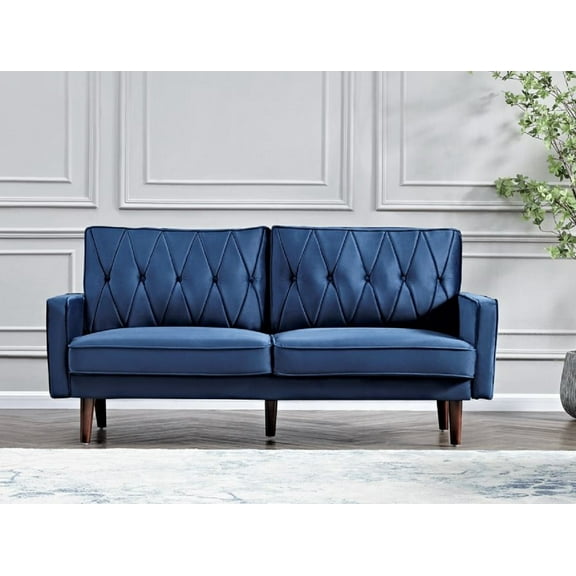 Us pride furniture Feemster 69.3'' Velvet Square Arm Sofa,Dark Blue