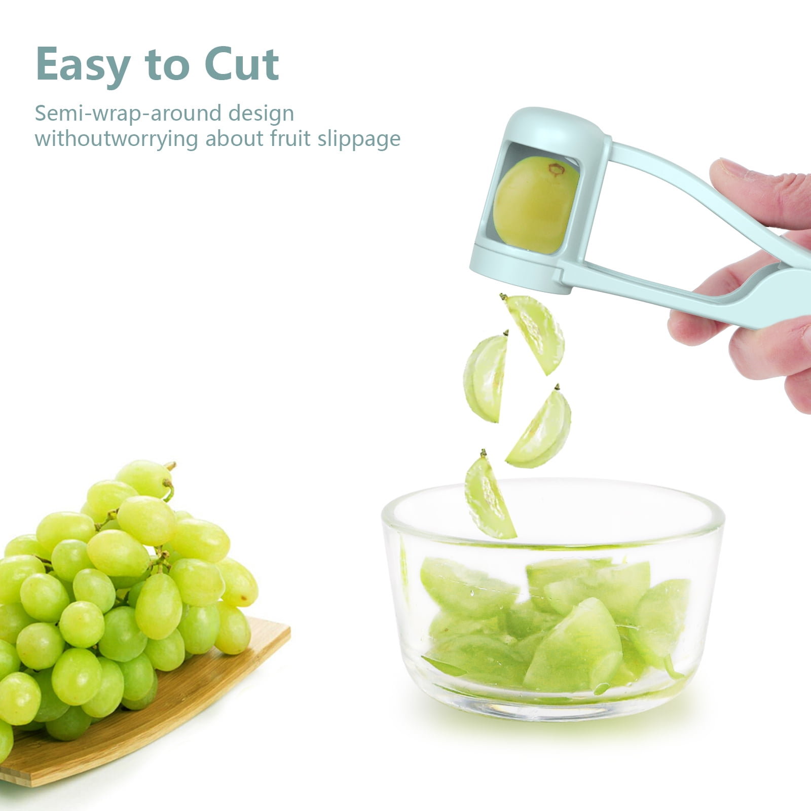 Cutting grapes in quarters, the EASY way with this grape cutter. Pop the  grape in, push and that's it! You have quartered grapes in just seconds.  🙌🏻