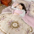 thumbnail image 4 of Manfei Rustic Flower Floral Bedding Comforter Set 7pcs, Romantic Plum Rose Queen Bedding Sets, Teens Girls Adult Female Reversible Queen Sheet Sets, Super Cozy Room Decor, 4 of 7