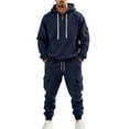 thumbnail image 2 of MLQIDK Men's 2 Piece Set Workout Gym Big and Tall Jogging Sweat Suits Sweatsuits Casual Fleece Zip up Hoodie and Sweatpants Athletic Jogging Suit Lounge Outfit Winter Suit Sets Beige 2XL, 2 of 6