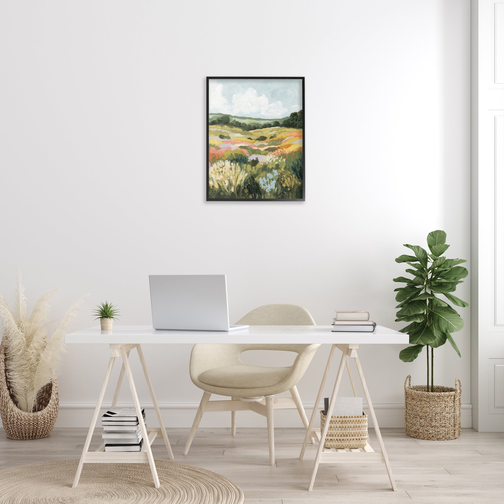 Stupell Industries Vast Meadow Landscape Landscape Painting Black Framed Art Print Wall Art, 24 x 30