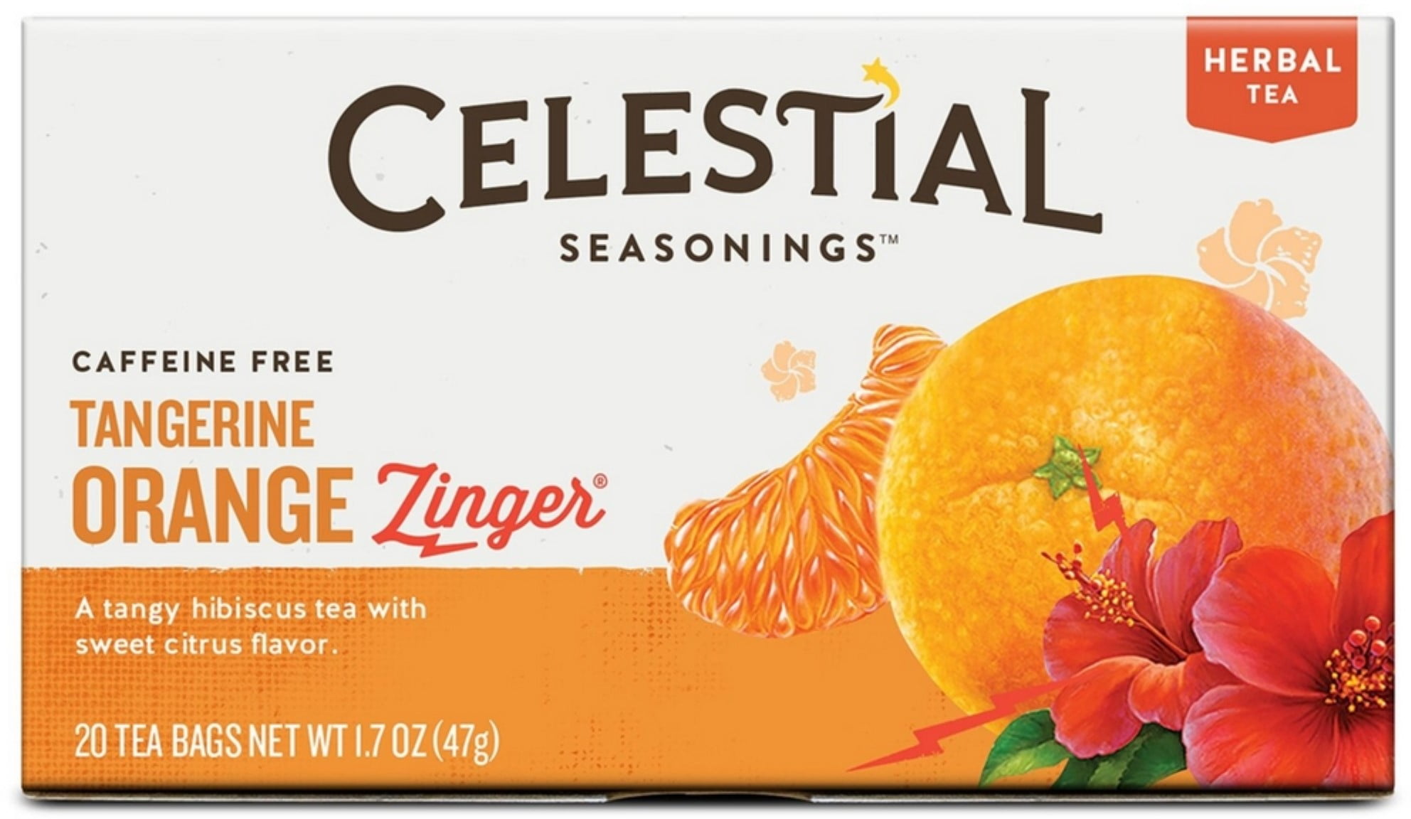 Celestial Seasonings Herbal Tea, Tangerine Orange Zinger 20 ea (Pack of