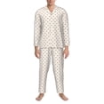 thumbnail image 3 of Uemuo Minimalist Crosshatch Dots Pattern 2-Piece Loungewear Set - Men’s Soft Sleepwear, Cozy Winter PJs, Comfy Sleep Set-X-Large, 3 of 7