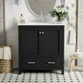 thumbnail image 2 of MODERNLUXE Meuble-Lavabo de Salle de Bain 30 Pouces avec Évier Simple, Armoire de Rangement de Salle de Bain avec 2 Portes, 1 Tiroir, Armoire de Lavabo sous-Montable et Rangement Multifonctionnel, Noir, 2 of 8