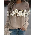 thumbnail image 3 of Floral Hoodie Women Fashion Hoodies Flower 3d Print Round Neck Long Sleeve Hoodie Elegant Harajuku Sweats Gym Tracksuit Clothing, 3 of 4