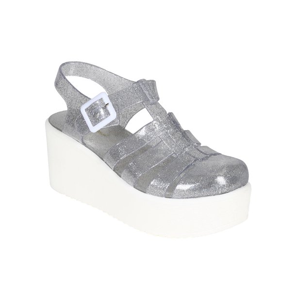 Nature Breeze CC99 Women Jelly Glitter Gladiator Platform Wedge Heel