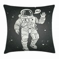 thumbnail image 1 of Outer Space Decor Throw Pillow Cushion Cover, Pop Art Astronaut Saluting with Speech Bubble Comet Adventure Traveler, Decorative Square Accent Pillow Case, 20 X 20 Inches, Biege Black, by Ambesonne, 1 of 2