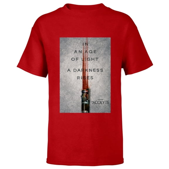 Star Wars The Acolyte Lightsaber Poster A Darkness Rises- Short Sleeve T-Shirt for Kids - Customized-Red