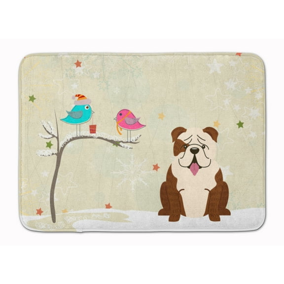 Christmas Presents between Friends English Bulldog Machine Washable Memory Foam Mat