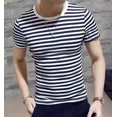 thumbnail image 3 of Tops Casuales A Rayas Elegantes De Manga Corta Para Hombre, 3 of 4