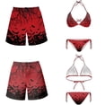 thumbnail image 7 of Yuyamidu Couples Bathing Suits Matching Set Bat Swimsuit Goth Bikini Mens Beach Shorts Women's Bikini Sets Men's Swim Trunks Halter String Swimsuit Tie Side 2 Piece Bathing Suit Red Woman XL, 7 of 7