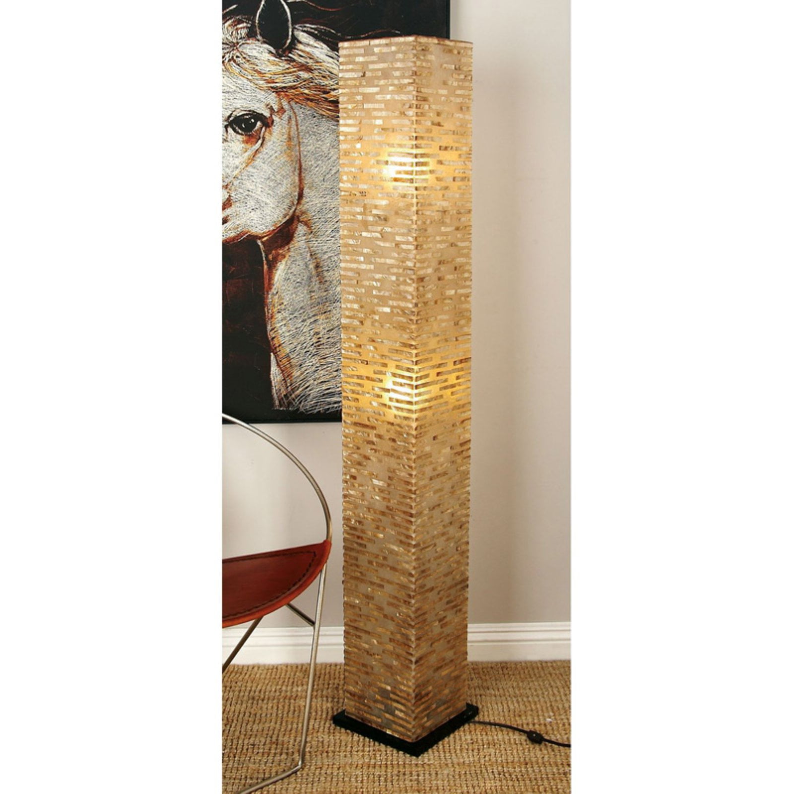 Decmode Fiberglass Wood Floor Lamp, Multi Color