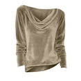 thumbnail image 5 of Vinsonshop Velvet Tops for Women Long Sleeve Shirts for Women Cowl Neck Tops for Women Draped Tops for Women Loose Long Sleeve Shirts for Women Womens Shirts Dressy Casual Beige L, 5 of 5