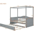 thumbnail image 2 of Canopy Bed, Twin Size Canopy Day Bed with Twin Size Trundle, Four-Poster Wood Platform Bed Frame with Strong Slat Support, Practical for Home, Trundle with Wheels, No Box Spring Needed, 2 of 9