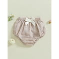thumbnail image 2 of aturustex Toddler Baby Girl Classic Plaid Shorts 0 3M 6M 12M 18M 24M Infant Elastic Waist Bubble Shorts Lounge Tiered Detail Bow Triangle Short Pants intage Comfy Shorts Beachwear for Summer, 2 of 7