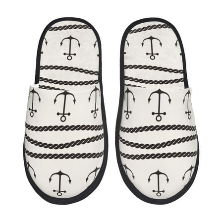 

Yiaed Anchors and Ropes Print Unisex House Slippers Slip on Warm Shoes Indoor Outdoor with Anti-slip sole-Medium