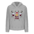 thumbnail image 4 of SwiftWear Women's Merry Christmas Print Fleece Lined Hoodie - Double-Sided Plush Pullover with Drawstring Hood, Festive Holiday Plus Size Tops Gray, 4 of 4