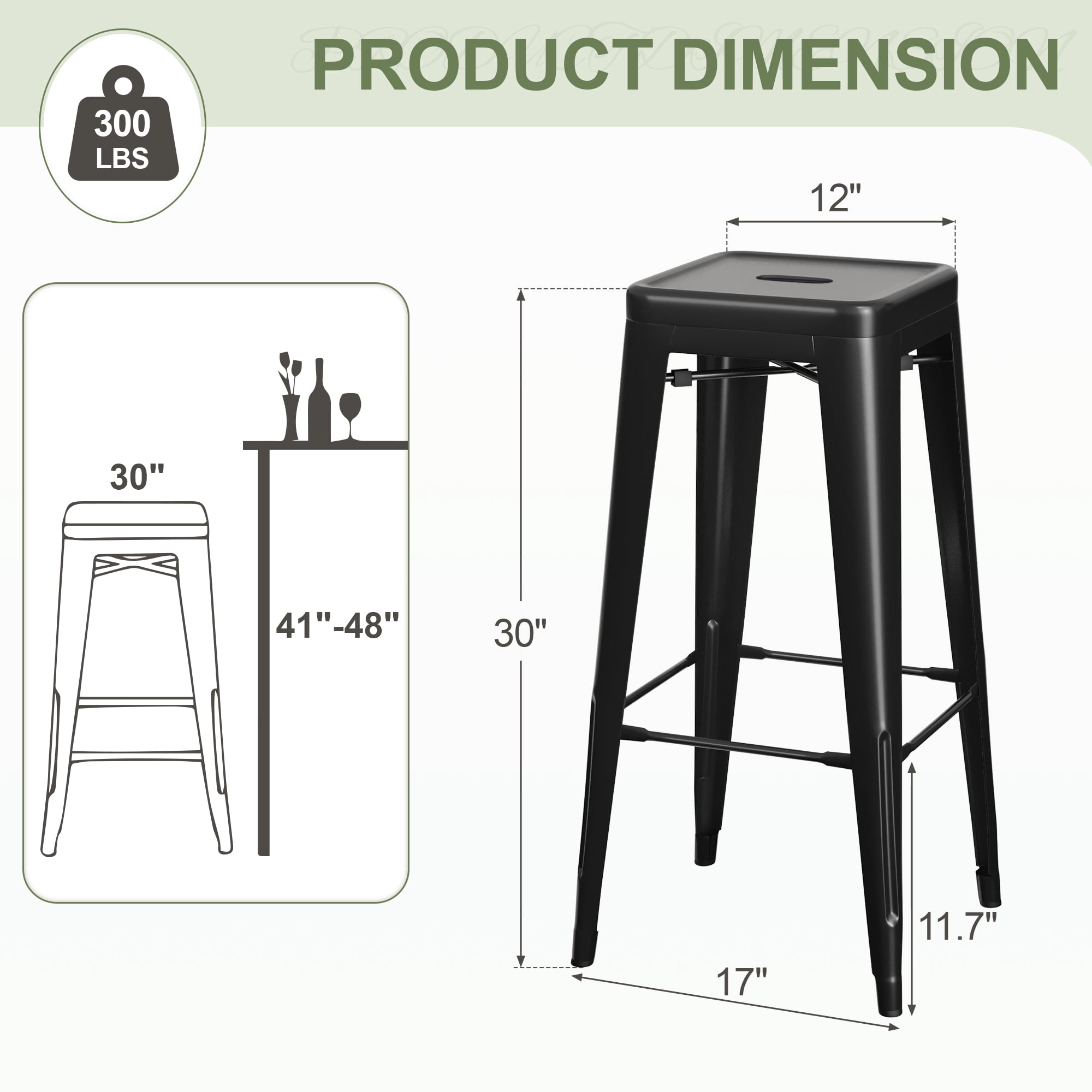 VINEEGO 30 Inches Metal Bar Stools High Backless Nepal | Ubuy
