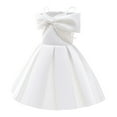 thumbnail image 2 of Zpanxa Toddler Girls Princess Dress, Little Girls Party Wedding Dress, Lace Bowknot Off Shoulder Pleated Dress, Kids Pageant Flower Girl Sleeveless Dress, Birthday Gifts for Girls White (5-6 Years), 2 of 8