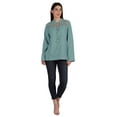 thumbnail image 2 of Moomaya Tunique Col Mandarin pour Femmes Manches Longues Été Coton Uni, 2 of 7