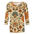 thumbnail image 5 of Rollbacks & More Viikei Womens Tops Plus Size,Women Fashion Casual Printed Round Neck Three Quarter Sleeve 3/4 Sleeve T-shirt Loose Multicolor L, 5 of 5