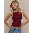thumbnail image 5 of Women Y2K Tops Polka Dot Shirt Sleeveless Vintage Camisole Crew Neck Crop Tops Going Out Streetwear Wine Red M, 5 of 9