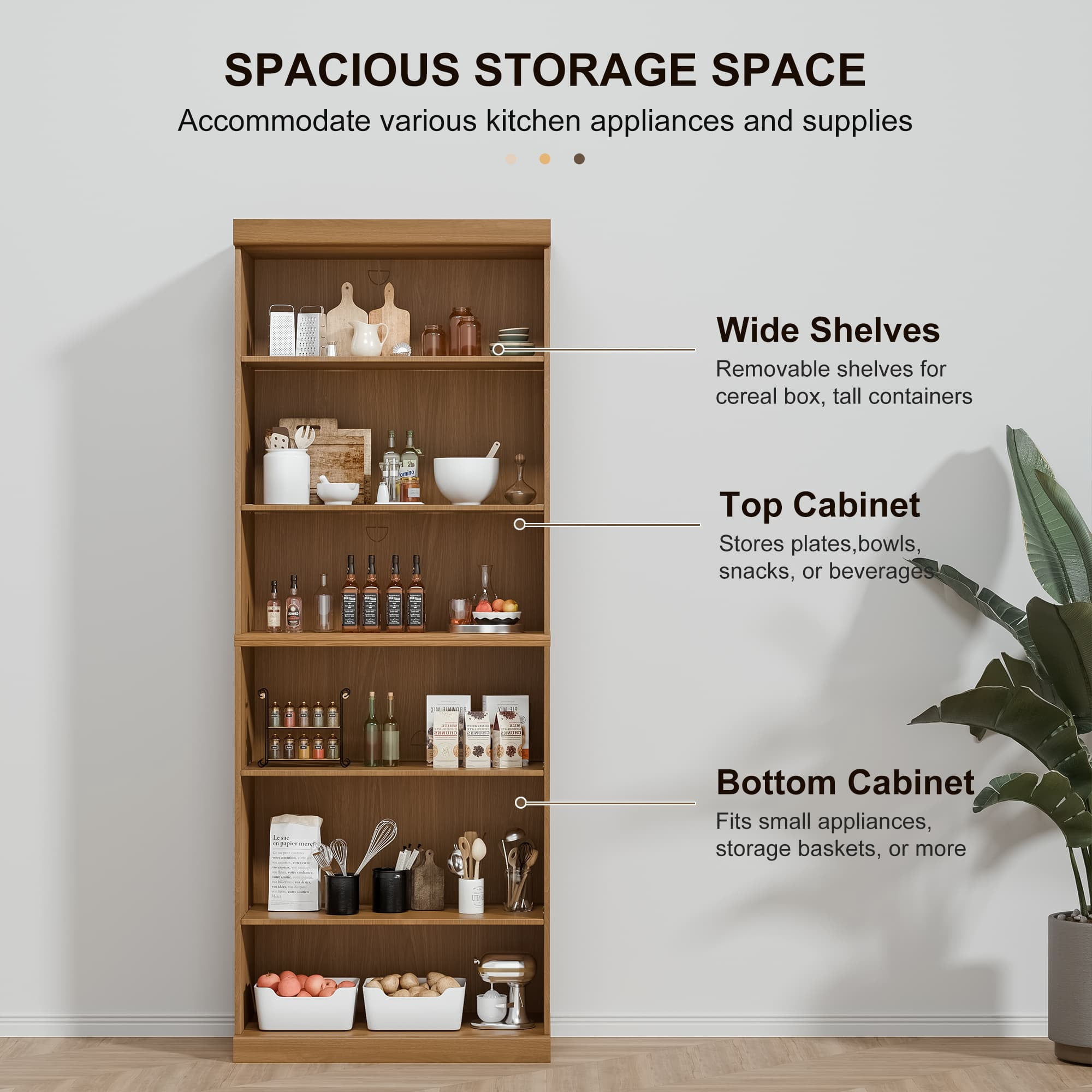 MAYEERTY Doorless Open Shelves Storage Wood Cabinet for Living Room