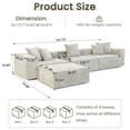 thumbnail image 5 of Magic Home Convertible Sectional Sofa Modular Couch,L-Shaped Modern Corduroy Sofa with Pillows for Living Room,Apartment and Small Space,3-Seat Sofa with one Ottoman,Beige, 5 of 14