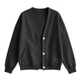 thumbnail image 5 of Resicozy Sweatshirt Cardigan Women Button Down Lightweight Jacket V-Neck Open Front Oversized Drop Shoulder Sweatshirts with Pockets Dark Gray XL, 5 of 9