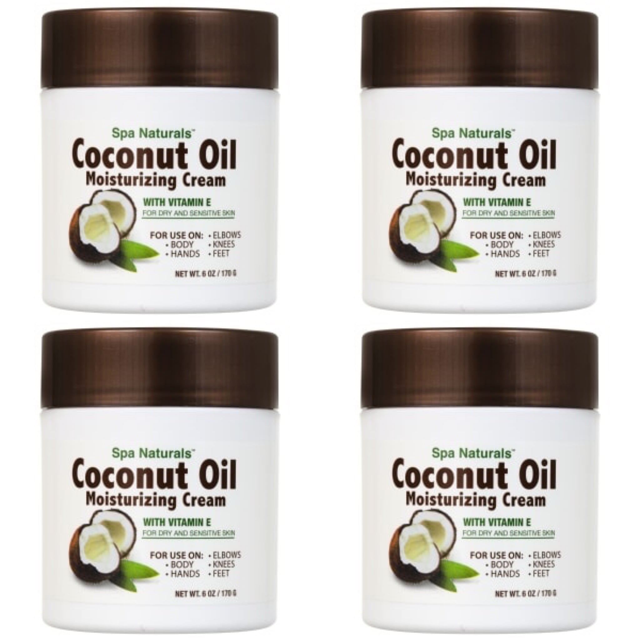 4 Spa Natural Coconut Oil Moisturizing Body Cream With Vitamin E For