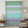 thumbnail image 2 of Purple Green Boho Semi Sheer Curtains Drapes for Living Room, Bedroom, French Doors Window 108 Inches Long, Vintage Ethnic Tribe Abstract Art Rod Pocket Chiffon Curtain Drapery Voile Draperies Panel, 2 of 8