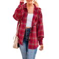 thumbnail image 3 of Blusa de Mujer Txlixc Chaqueta de Camisa de Botón de Manga Larga con Solapa a Cuadros Moda, 3 of 7