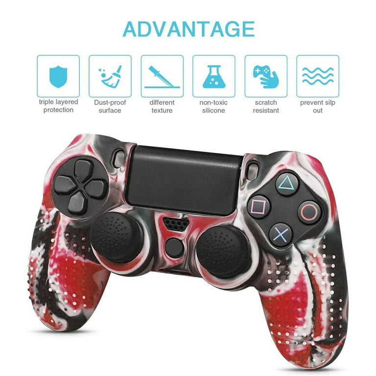 EEEkit Silicone Cover for PS4, Anti-Slip PS4 Grip Controller Covers,  Sweatproof Protect Cover with 4 Pair Thumb Grips Fit for Sony PlayStation 4  PS4/Slim/Pro Controller 