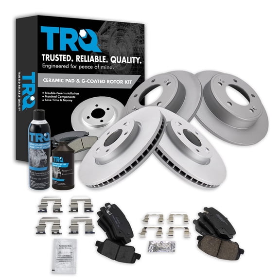 TRQ Front & Rear Brake Kit Posi Ceramic Pad & Coated Rotor Kit w/Chemicals BKA23170 Fits select: 2014-2016 KIA FORTE SX