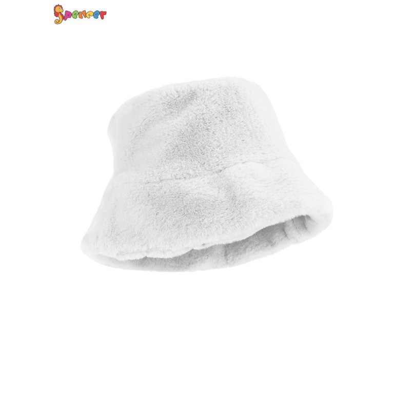 Spencer Winter Bucket Hat for Women Men Warm Cloche Hats Vintage Faux Fur  Fisherman Cap White