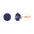 thumbnail image 2 of 2 Ct Round Cut Studs Blue Tanzanite 14K Rose Solid Solid Gold Everyday Dainty Earrings Screw Back, 2 of 7